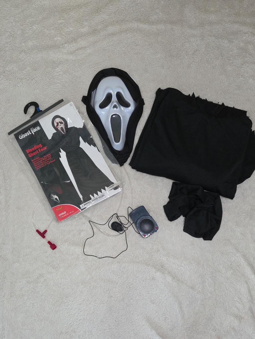 Spirit Halloween Ghost Face Costume & Voice Changer Sz XL 14/16